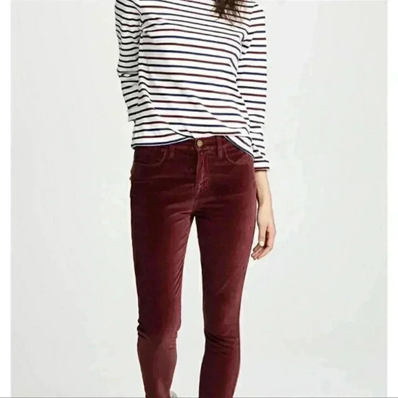 FRAME Le Velveteen High Rise Skinny Jeans Pinot Size 24 - Picture 2 of 9